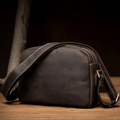 Coffee Cool Leather Side Bag Small Postman Bag Messenger Bag Courier Bag for Men - iwalletsmen