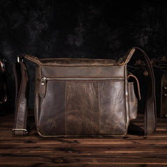 BADASS Dark Brown LEATHER MENS Small COURIER BAG Postman BAG SIDE BAG MESSENGER BAG FOR MEN - iwalletsmen