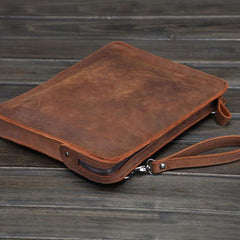 Vintage Small Leather Mens Messenger Bag Clutch Wristlet Shoulder Bag for Men - iwalletsmen