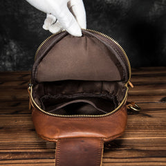 Cool Vintage Leather Mens Sling Bag Chest Bag Vintage One Shoulder Backpack For Men - iwalletsmen