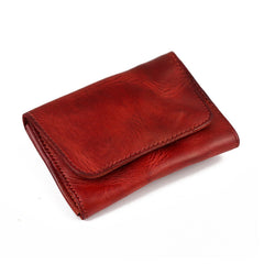 Vintage Brown Leather Men's Small Wallet Card Wallet Black billfold Front Pocket Wallet For Men - iwalletsmen