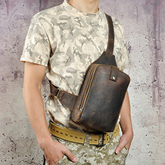 Cool Leather Mens  Sling One Shoulder Bag Sling Bag Sling Backpacks Chest Bag for men - iwalletsmen