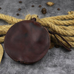 Mens Brown Leather Coin Purse Coin Pouch Change Case Mini Leather Pouch For Men and Women - iwalletsmen