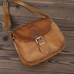 Brown Leather Small Small Saddle Messenger Bag Mini Shoulder Bag Side Bag For Men - iwalletsmen