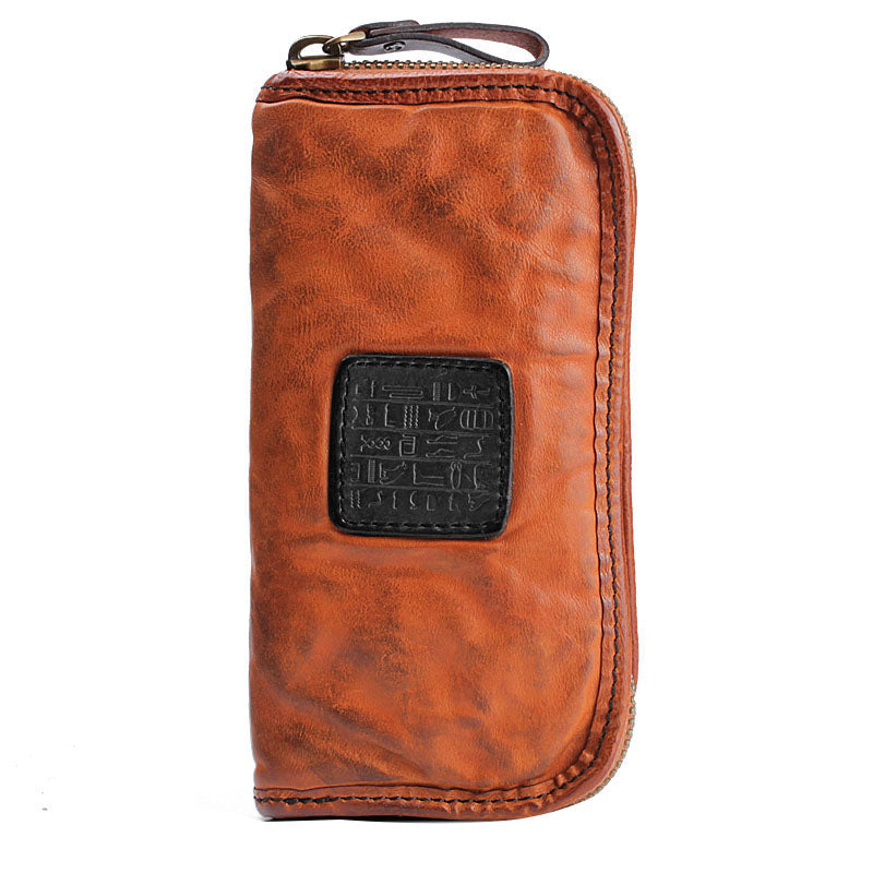 Brown Mens Leather Clutch Wallet Zip Around Wallet Leather Wallet Clutch for Men Leather Zip Wallet