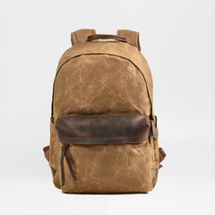 Cool Canvas Leather Mens Green Backpack Computer Backpack Black Travel Backpack for Men - iwalletsmen