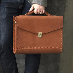 Handmade Leather Mens Cool Messenger Bag Briefcase Work Bag Business Bag for men