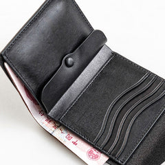 Genuine Leather Mens Cool billfold Leather Wallet Men Small Wallets Bifold for Men