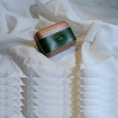 Handmade Green Leather Wood AirPods 1,2 Case with Eye Custom Leather AirPods 1,2 Case Airpod Case Cover - iwalletsmen