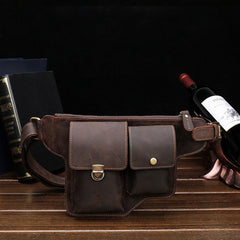 Classy Vintage LEATHER MEN'S  Cell Phone Holster Fanny Pack Waist Bag For Men - iwalletsmen