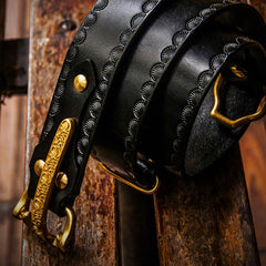 Handmade Genuine Leather Mens Belt Custom Cool Leather Men Black Belt for Men