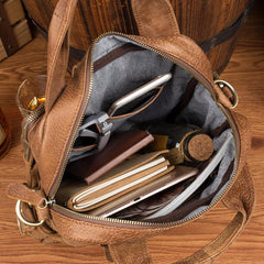 Cool Brown Leather 12 inches Vertical Courier Bags Messenger Bags Camel Postman Bags for Men - iwalletsmen