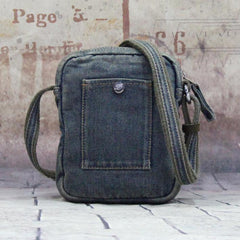 Blue Denim Mens Casual Small Vertical Messenger Bag Jean Side Bag Courier Bag For Men - iwalletsmen