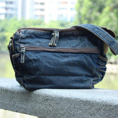 Blue Denim Mens Casual Messenger Bag Jean Side Bag Postman Bags Courier Bag For Men - iwalletsmen