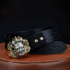 Handmade Genuine Custom Cool Leather Mens Leather Men Black Belt for Men