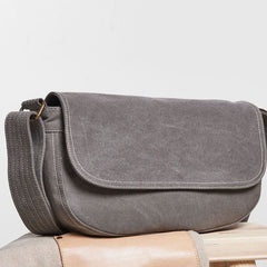 Mens Canvas Gray Cool Messenger Bag Side Bag Shoulder Bag for Men - iwalletsmen