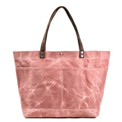 Waxed Canvas Leather Womens Mens Large Pink Tote Bag Shoulder Bag Black Tote Purse For Women - iwalletsmen