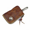 Vintage Brown Leather Men's Car Key Wallet Black Zipper Key Wallet For Men - iwalletsmen