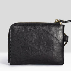 Handmade Leather Mens Chain Biker Wallet Cool Leather Wallet Zipper billfold Wallets - iwalletsmen
