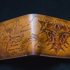 Handmade Leather Diablo Skull Tooled Mens billfold Wallet Cool Slim Wallet Biker Wallet for Men