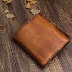 Handmade Mens Cool billfold Leather Wallet Men Small Envelope Wallets Bifold for Men