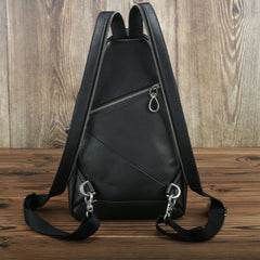 Badass Black Leather Backpack Men's Sling Bag Chest Bag One shoulder Backpack Sling Bag For Men - iwalletsmen