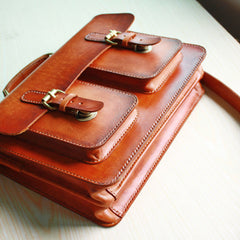 Cool Handmade Leather Mens Messenger Bag Briefcase School Bag for men - iwalletsmen