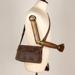 Cool Dark Brown Mens Leather 8inches Small Courier Bag Side Bags Messenger Bags for Men - iwalletsmen