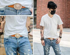 Handmade Genuine Leather Punk Rock Chinese Monster Mens Cool Men Biker Trucker Leather Belt