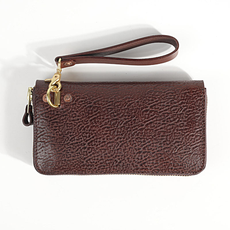 Vintage Brown Leather Mens Clutch Large Distressed Wallet Zipper Clutch Wristlet Wallet for Men - iwalletsmen