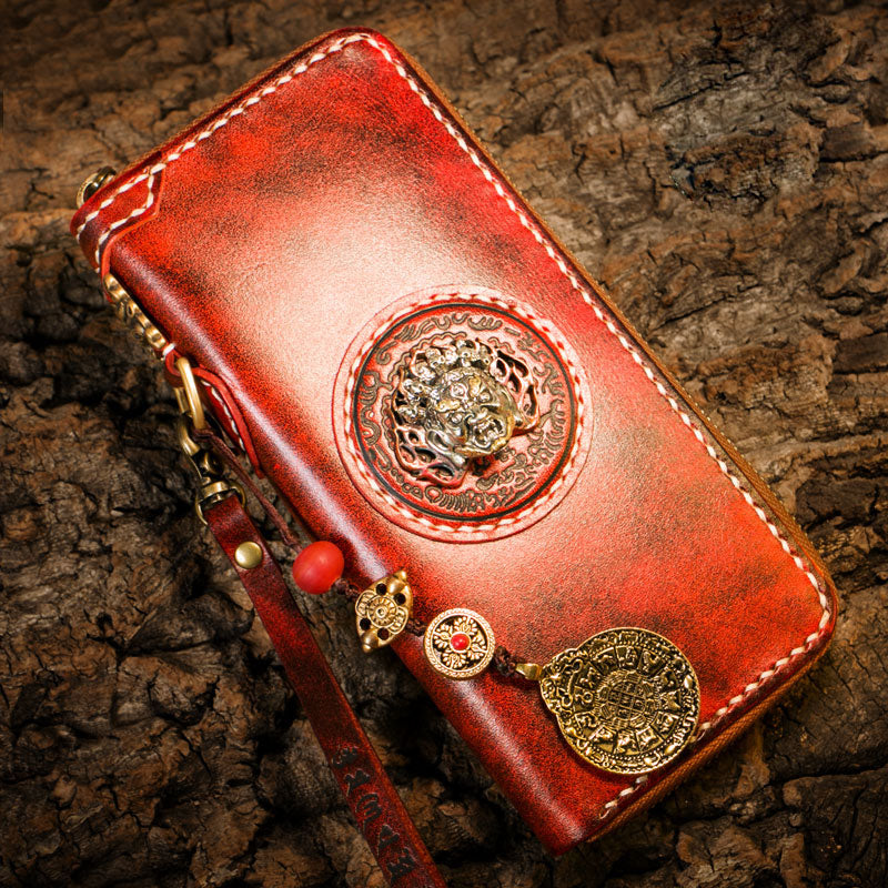 Handmade Leather Short Mens Chain Biker Wallet Cool Leather Wallet Wit –  imessengerbags