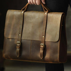 Genuine Leather Mens Cool Messenger Bag Briefcase Work Bag Business Bag for men