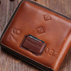 Handmade Mens Cool billfold Leather Wallet Men Small Wallets Bifold for Men