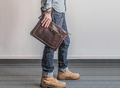 Handmade Leather Mens Cool Long Leather ipad bag Bifold Clutch Wallet for Men - iwalletsmen