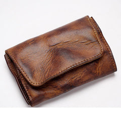 Black Handmade Leather Mens Coin Purse Small Wallet billfold Wallet Card Wallet For Men - iwalletsmen