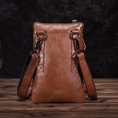 Brown Leather Men's Belt Pouch Small Shoulder Bag Side Bag Waist Bag Belt Bag For Men - iwalletsmen