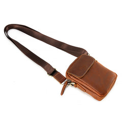 Cool Vintage Dark Brown Leather Mens Belt Pouch Small Side Bag Messenger Bag For Men - iwalletsmen
