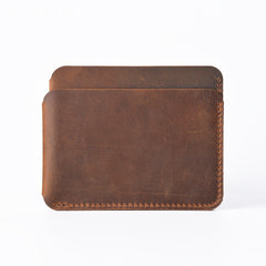 Vintage Brown Leather Men's Front Pocket Wallet Black Slim Card billfold Wallet Small Wallet For Men - iwalletsmen