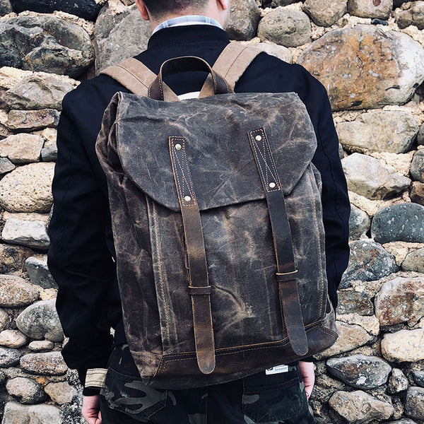 Vintage Canvas Backpack for men Travel Bag for men - iwalletsmen