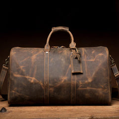 Brown Cool Leather 16 inches Weekender Bag Black Travel Shoulder Bags Duffle Bag for Men - iwalletsmen