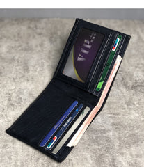 Cool Leather Mens Black Bifold billfold Wallets Small Wallet U.S. Map Wallets Front Pocket Wallet for Men - iwalletsmen