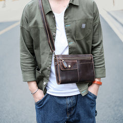 Cool Business Leather Mens Small Messenger Bag Wristlet Bag Side Bag Purse Clutch For Men - iwalletsmen