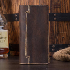 Cool Dark Brown Mens long Wallet Trifold Multi Cards Long Wallet  for Men - iwalletsmen