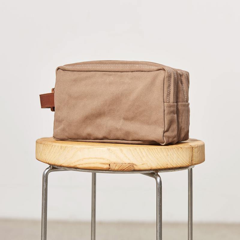 Large Canvas Leather Mens Clutch Bags Zipper Green Wristlet Bag Canvas Purse for Men - iwalletsmen