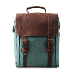 Cool Canvas Leather Mens Laptop Backpack Canvas Travel Backpack Canvas School Backpack for Men - iwalletsmen