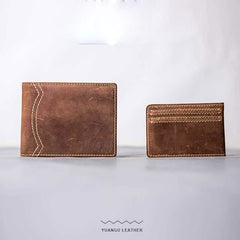 Leather Men Slim Small Wallet Bifold Small Vintage Wallet for Men