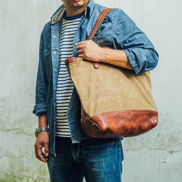 canvas tote bag mens​ Cool Tote Bags for Men Mens Canvas Tote Canvas And Leather Tote Best Men's Tote Bags