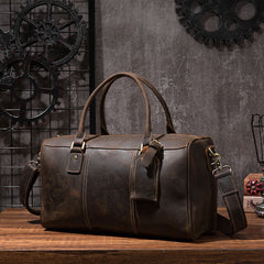 Cool Coffee Leather Mens Weekender Bags Vintage Travel Bags Duffle Bag for Men - iwalletsmen