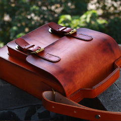 Handmade Vintage Brown Leather Mens School Shoulder Bag Messenger Bag for Men - iwalletsmen