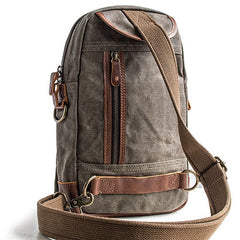 Canvas Leather Mens Cool Chest Bag Sling Bag Crossbody Bag Travel Bag Hiking Bag for men - iwalletsmen